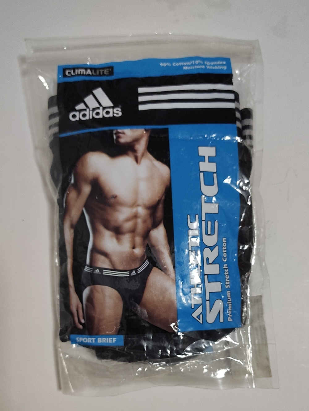 Adidas Black Men’s Athletic Stretch Briefs with Gray Stripes - 1 Pack - Size L